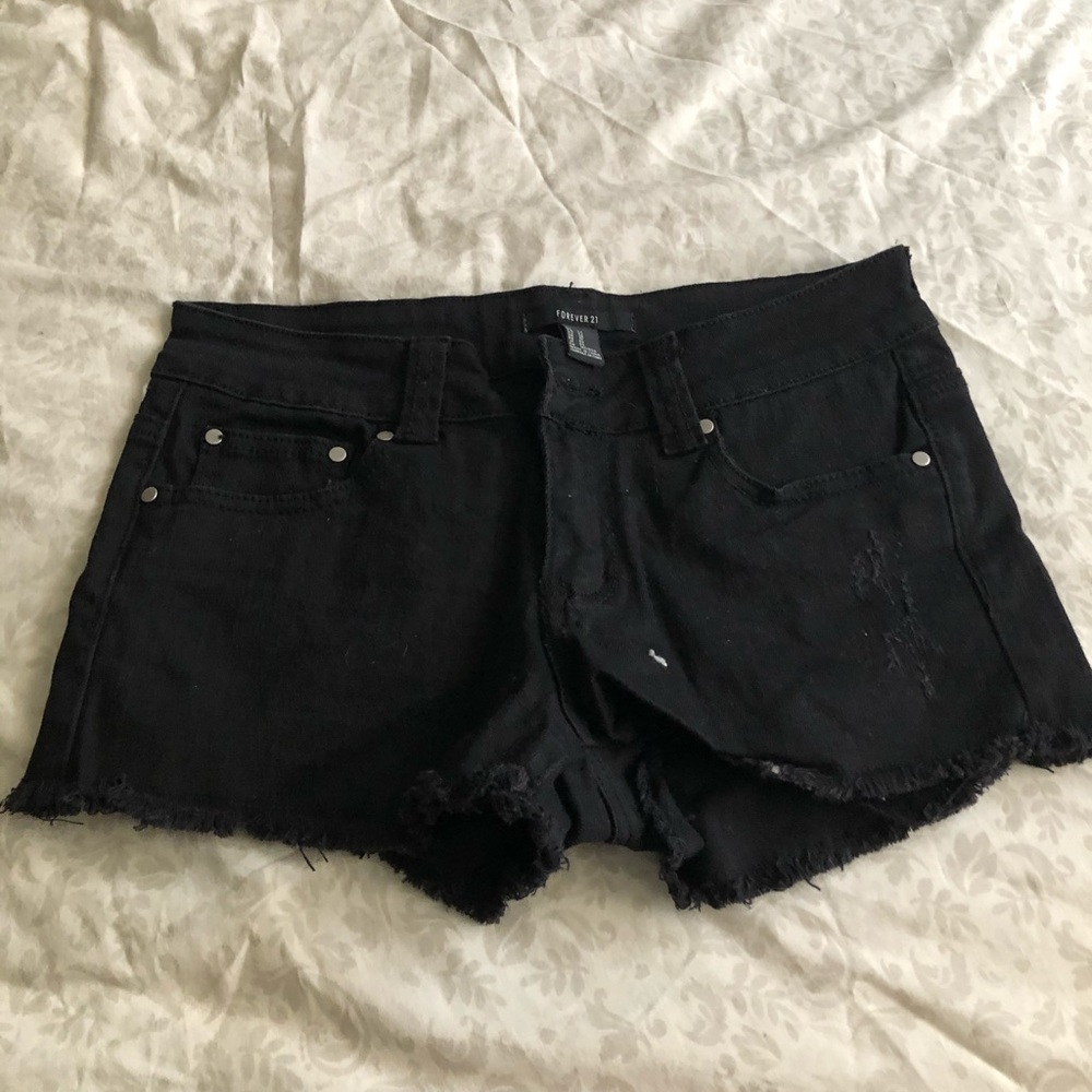 Forever21 Black Distressed Shorts